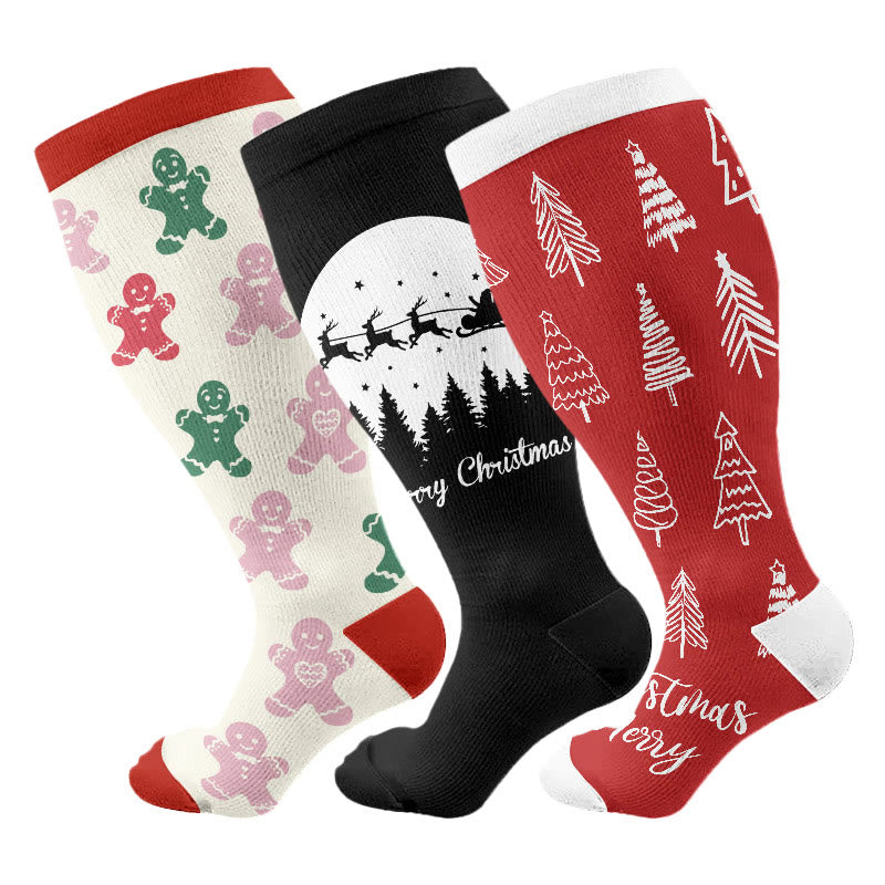 Holiday Spirit Kompressionsstrümpfe in Übergröße (3 Paar) - Mehrfarbig - 4XL - image 1