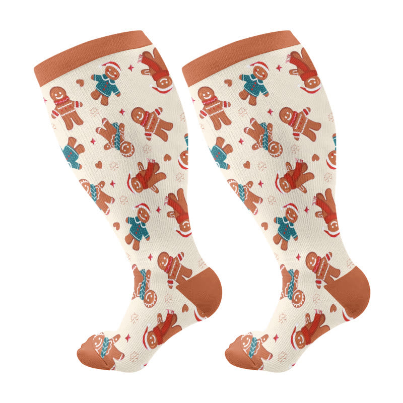 Entzückende Weihnachts-Kompressionsstrümpfe in Übergröße (3 Paar) - Orange (1 Paar) - 4XL - image 6
