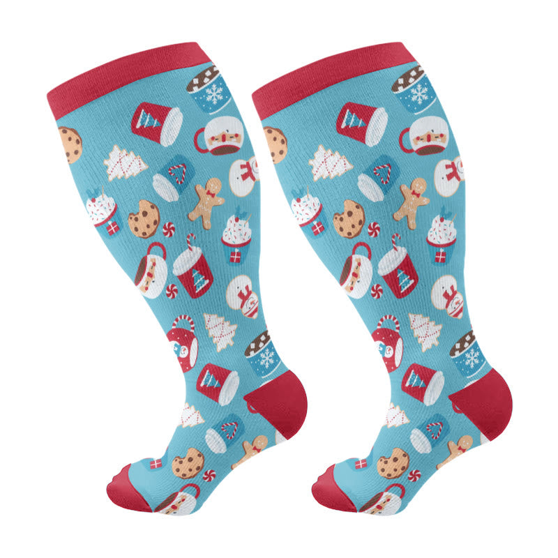 Entzückende Weihnachts-Kompressionsstrümpfe in Übergröße (3 Paar) - Blau (1 Paar) - 4XL - image 7