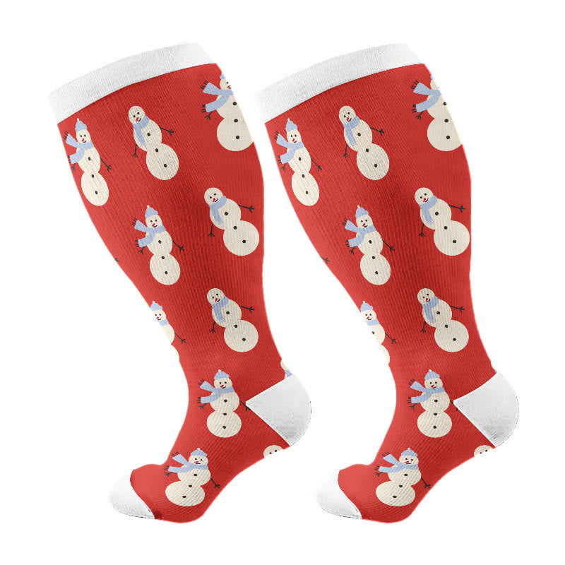 Übergröße, süße Bären-Kompressionsstrümpfe mit Weihnachtsmann-Motiv (3 Paar) - Rot (1 Paar) - 4XL - image 6