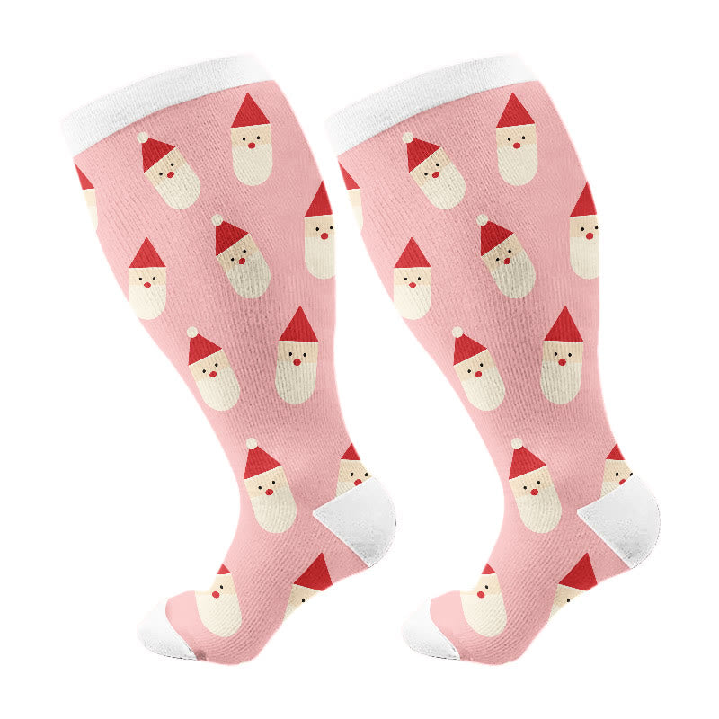 Übergröße, süße Bären-Kompressionsstrümpfe mit Weihnachtsmann-Motiv (3 Paar) - Rosa (1 Paar) - 4XL - image 7