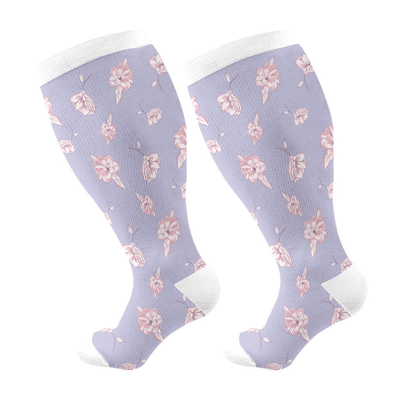 Kompressionsstrümpfe mit Ahornblatt-Schmetterlings- und Bärenmotiv in Übergröße (3 Paar) - Lila (1 Paar) - 4XL - image 15
