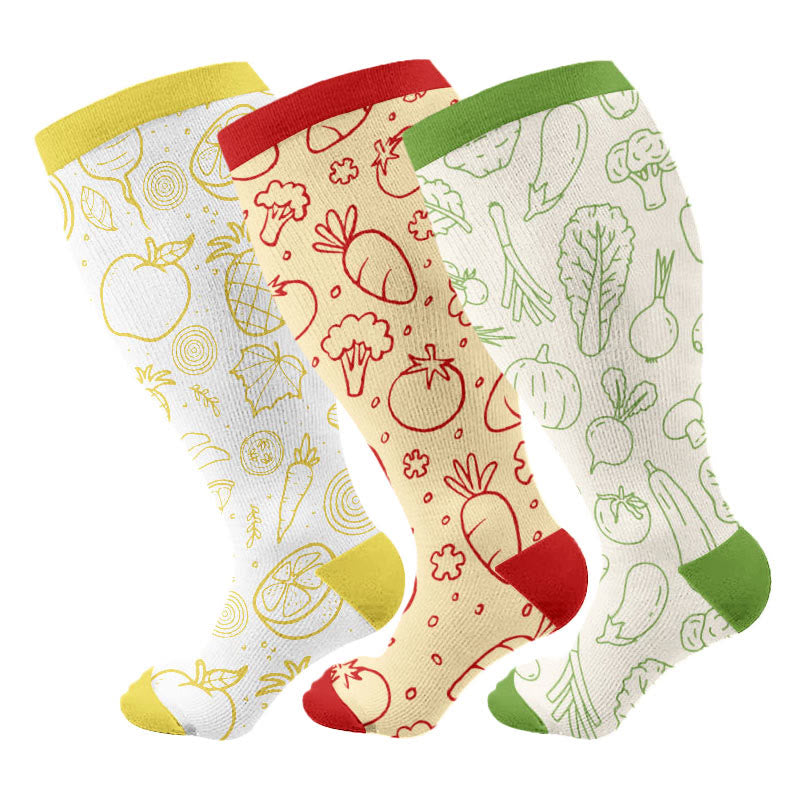 Kompressionsstrümpfe der Vegetable Series in Übergröße (3 Paar) - Mehrfarbig - 4XL - image 1