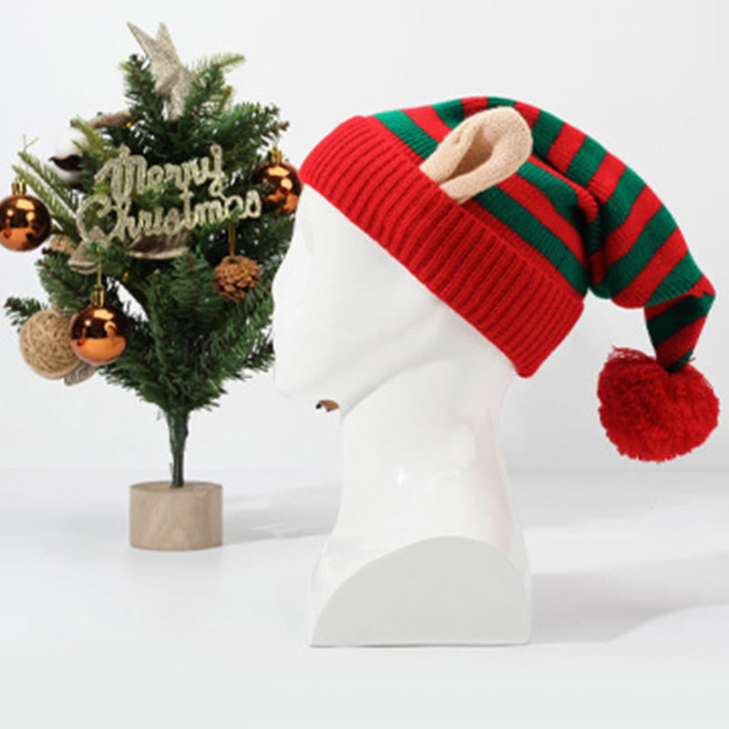 Rot-Grüne Streifen Beanie - Rot - One Size - image 4