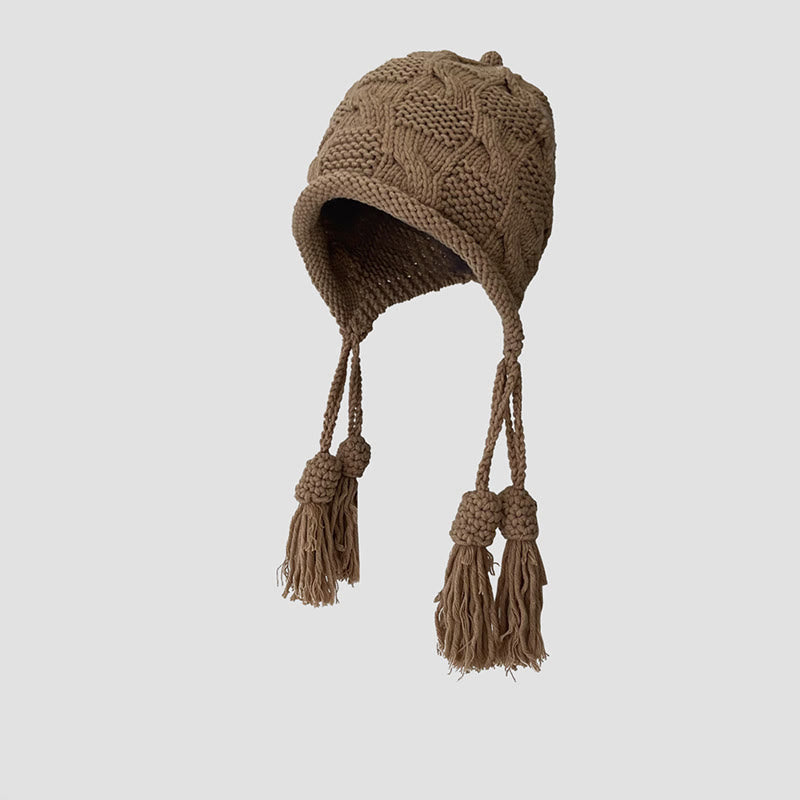Modische Beanie mit Quaste - Khaki - One Size - image 9