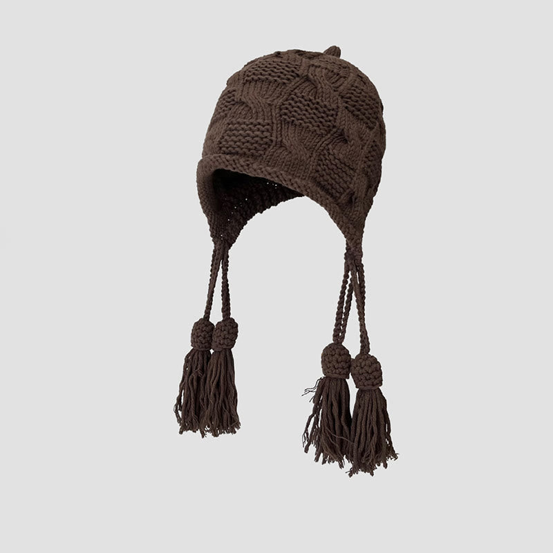 Modische Beanie mit Quaste - Kaffee - One Size - image 7