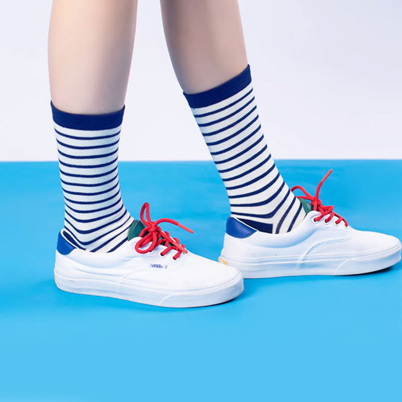 Plusock Viertelsocken mit Retro-Streifen in Übergröße (5 Paar) - image 3