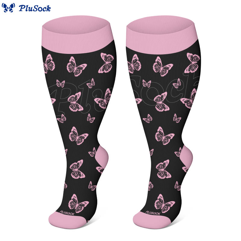 Plusock Kompressionsstrümpfe mit Rosa Schleifen in Übergröße (3 Paar) - image 3