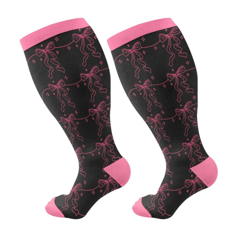 Plusock Kompressionsstrümpfe mit Rosa Schleifen in Übergröße (3 Paar) - Fuchsia(1 Paar) - 4XL - image 7