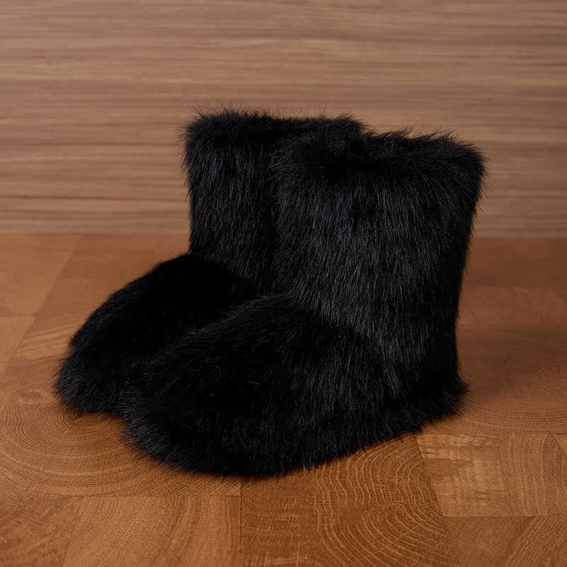 Plusock Hausschuhe mit langen Haaren in Übergröße - Schwarz - EU42-43 (US8,5-9) - image 3