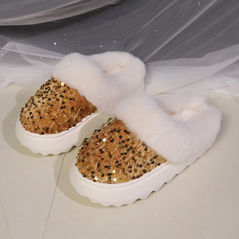 Plusock Pailletten-Hausschuhe in Übergröße - Golden - EU42-43(US8.5-9) - image 8