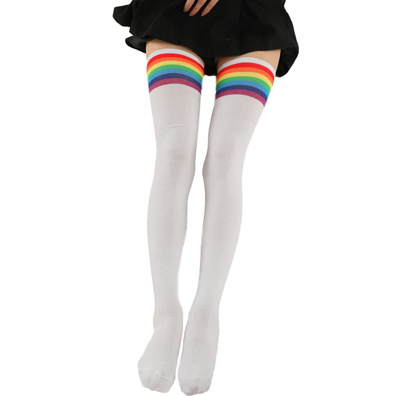 Overknee-Socken mit Regenbogenstreifen (2 Paar) - image 6