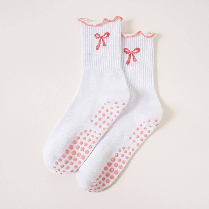 Feine Socken mit Schleifenstickerei und rutschfester Oberfläche (4 Paar) - Weiß - EU36-40 (US3-7) - image 16