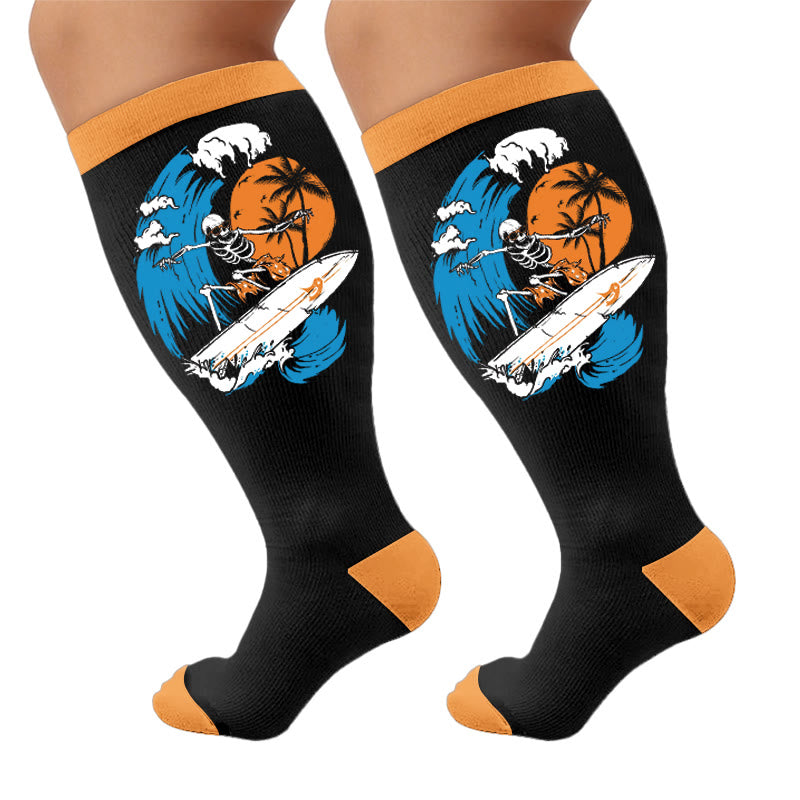 Sommer-Kompressionsstrümpfe mit Print in Übergröße - Surfen (1 Paar) - 4XL - image 7