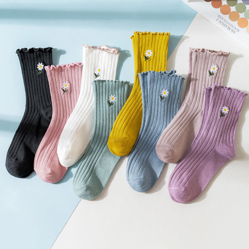 Bestickte Gänseblümchen-Schlafsocken (8 Paar) - image 18