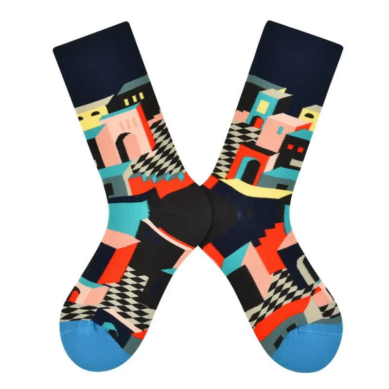 Bunte, geometrische Baumwoll-Viertelsocken - image 1