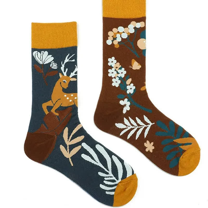Viertel-Socken mit Hirschblumenmuster - image 1