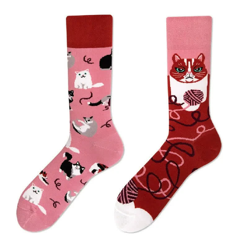 Niedliche Katzen-Jacquard-Viertel-Socken - image 1