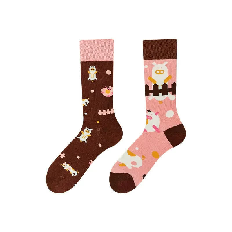Pinke Cartoon-Schweine-Viertel-Socken - image 1