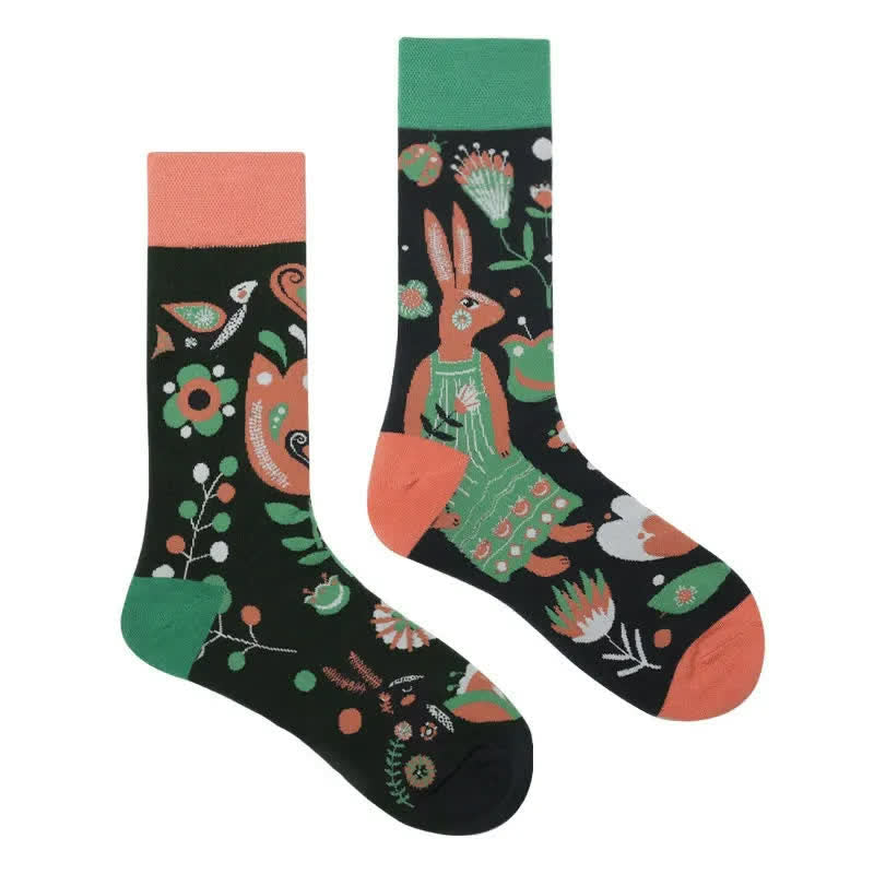 Blumen-Kaninchen-Cartoon-Viertel-Socken - image 1