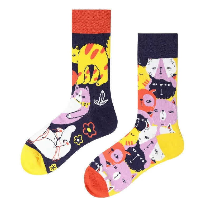 Lustige Katzen-Cartoon-Socken - image 1