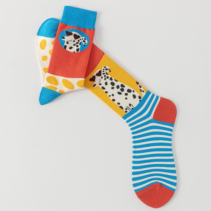 Bunte, gestreifte Viertelsocken mit Cartoon-Motiven (5 Paar) - image 5