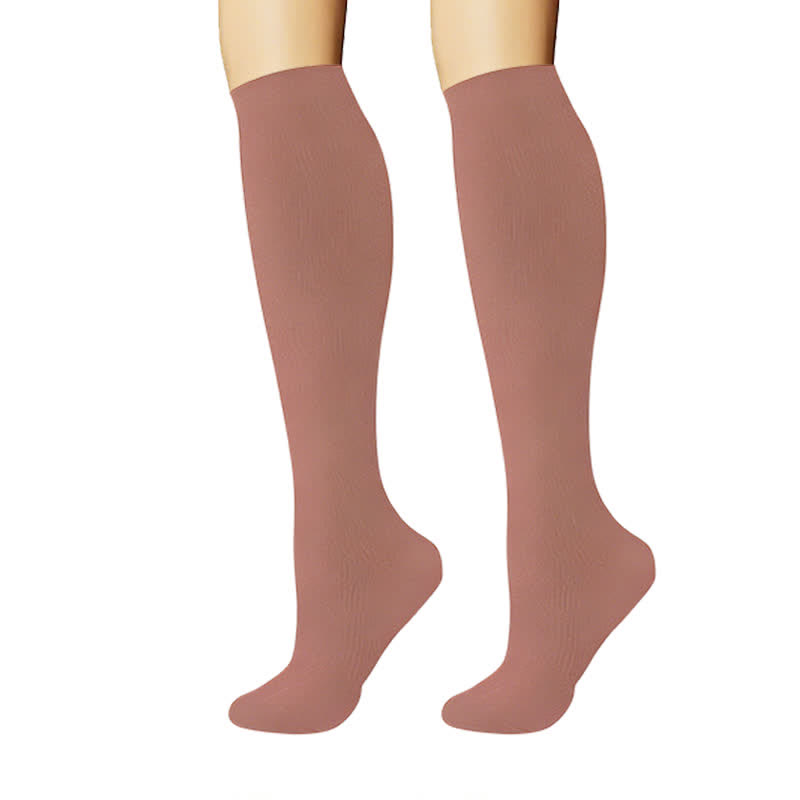 Pastellfarbene, einfarbige Kompressionsstrümpfe im minimalistischen Stil (6 Paar) - image 6
