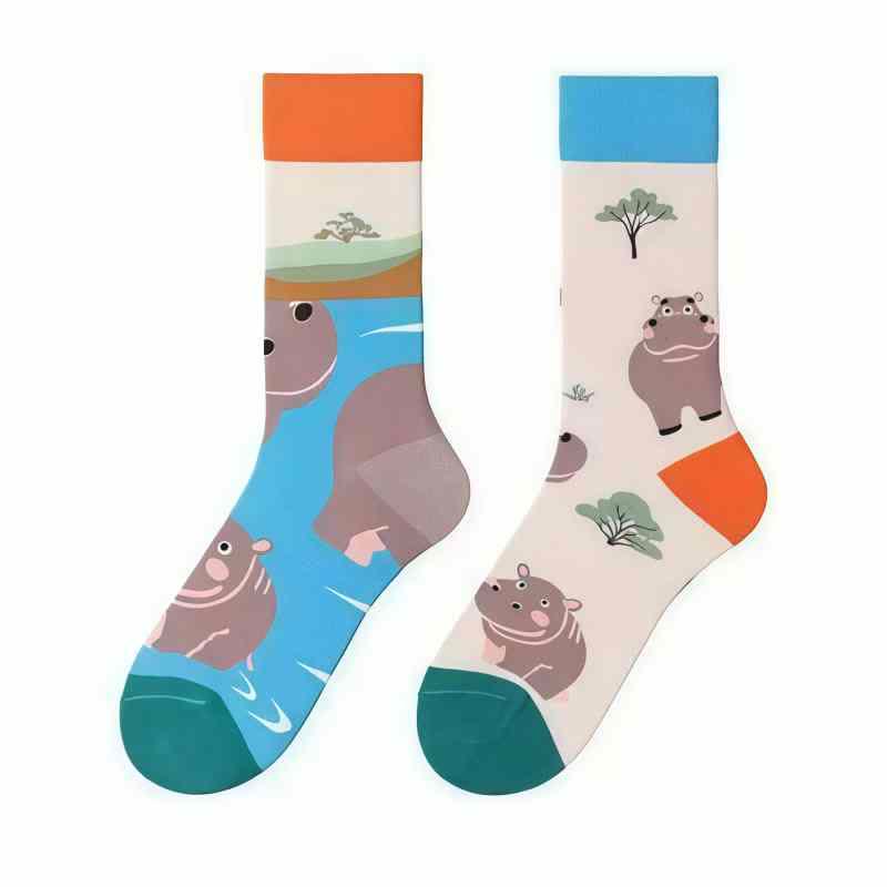 Hippo Cartoon Viertel Socken - image 1