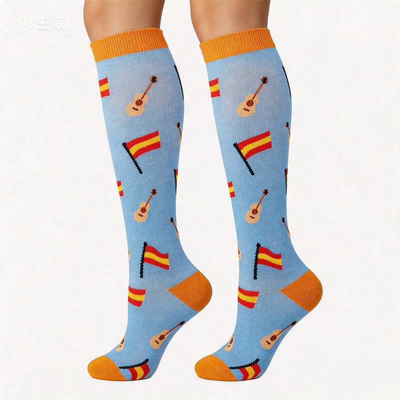 Kompressionsstrümpfe mit Nationalflaggenmotiven (6 Paar) - Spanien - S/M - image 6