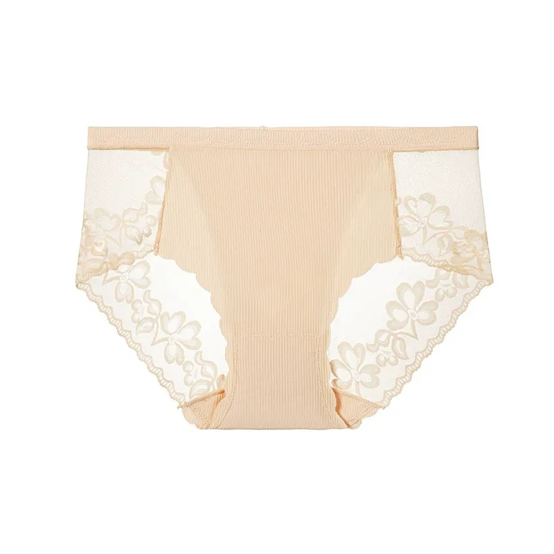 Weiches Höschen aus floraler Spitze und Netzgewebe (3er-Pack) - Nackt - 4XL - image 6