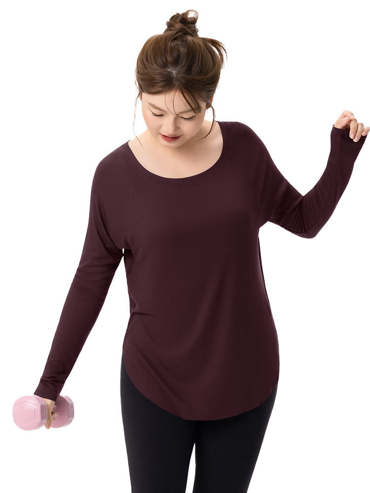 Relaxed Breathable Yoga Short Sleeves - Wine - XXXL - image 3
