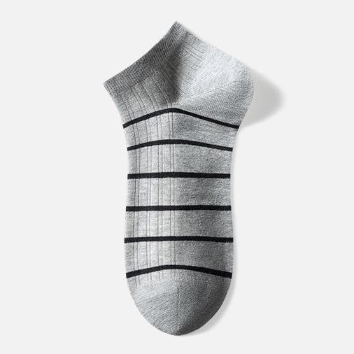 Gestreifte Baumwoll-Knöchelsocken (5 Paar) - Grau - EU39-44 (US6-10) - image 8