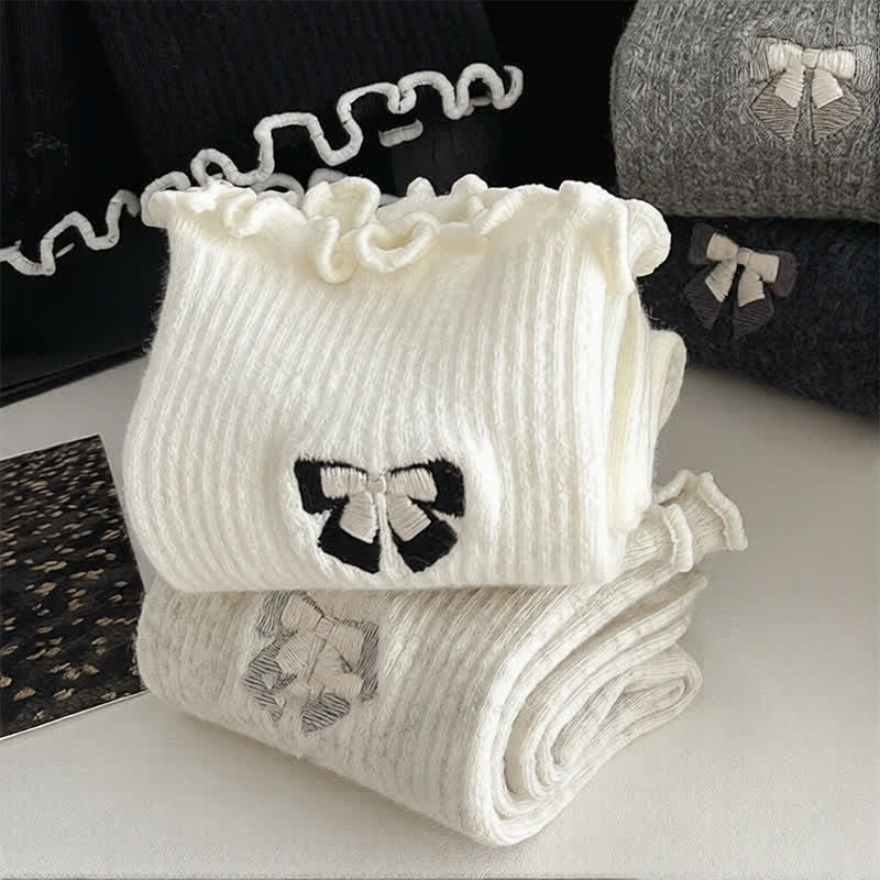 Niedliche Viertelsocken mit Schleifenstickerei (14 Paar) - image 4