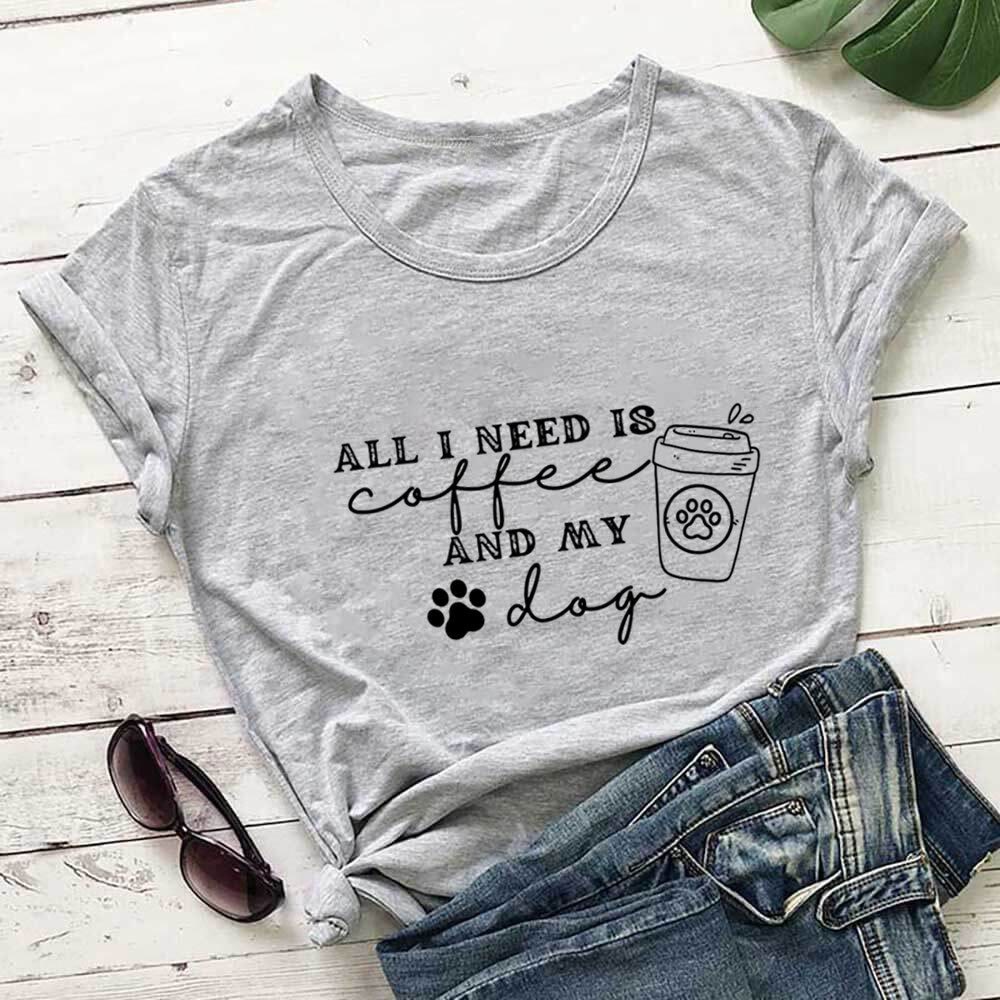 Kurzarm-T-Shirt mit Hundepfotenabdrücken in Übergröße - Grau - 3XL - image 8