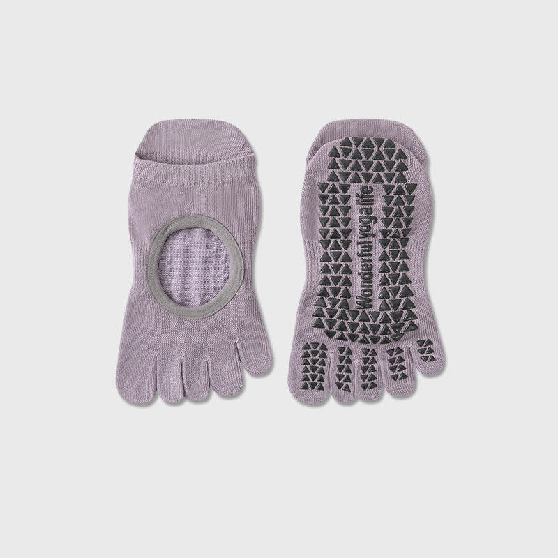 Fünf Zehen Yoga-Socken mit Grip (2 Paar) - Lila - EU35-40 (US2-7) - image 10