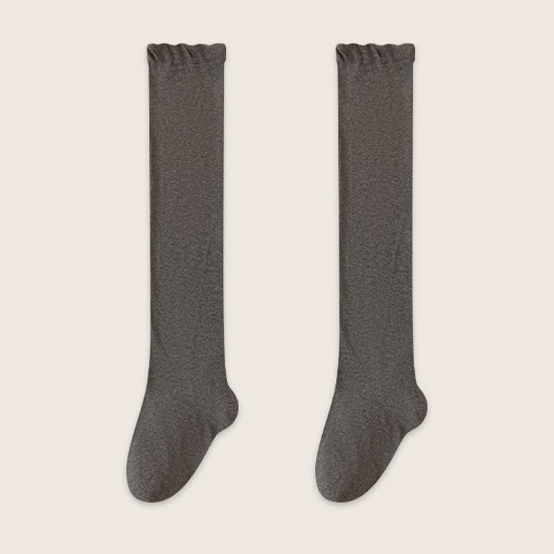 Kuschelige, einfarbige Schlafsocken aus Baumwolle, oberschenkelhoch (2 Paar) - Dunkelgrau - EU39-45 (US6-11) - image 9