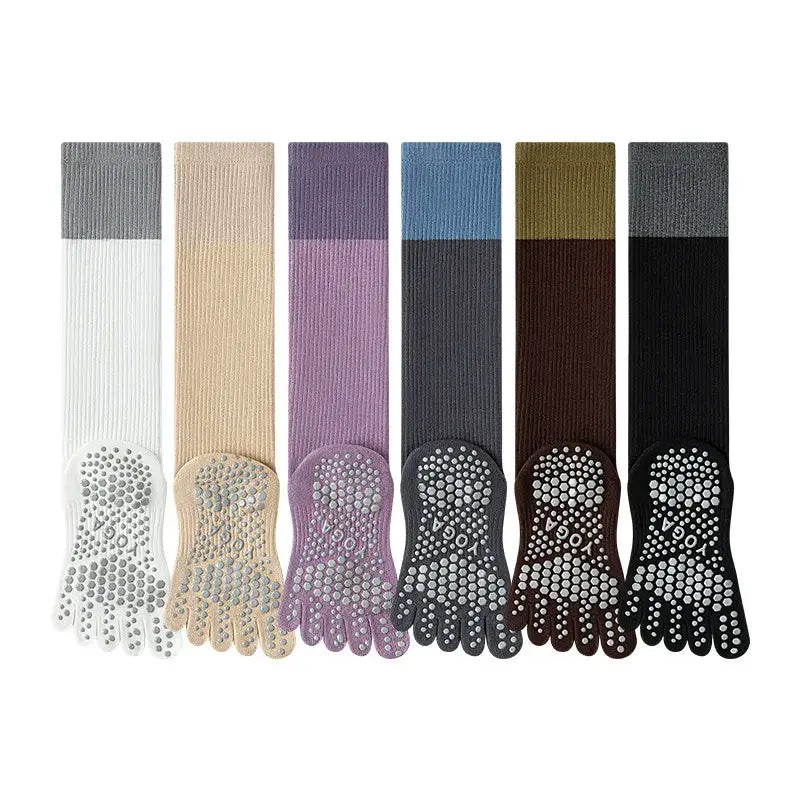 Farbblock-Overknee-Socken (2 Paar) - Weiß + Khaki - Einheitsgröße - image 6