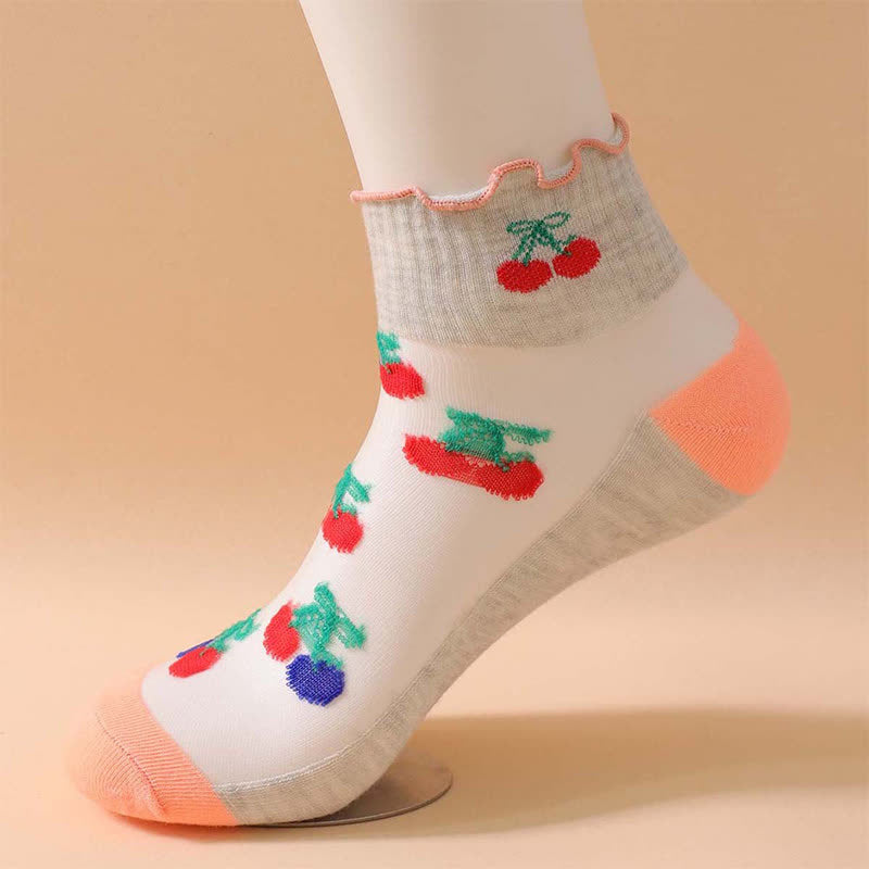 Kirschrote Rüschensocken aus Netzgewebe (6 Paar) - image 11
