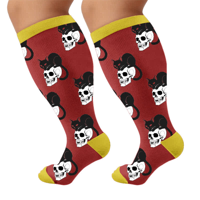 Kompressionsstrümpfe mit Katzenmotiv in Übergröße - Rot (1 Paar) - 4XL - image 10