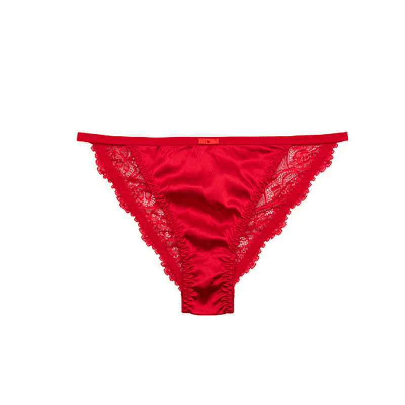 String-Höschen mit seidigem Satin-Spitzenbesatz (3er-Pack) - Rot - XL - image 11
