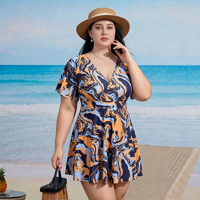 Geblümtes Badekleid mit V-Ausschnitt - D - 9XL - Zweiteiler - image 6