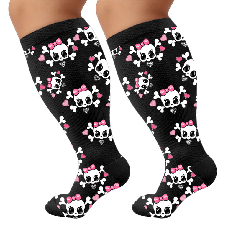Kawaii Totenkopf-Schleifen-Kompressionsstrümpfe in Übergröße - image 10