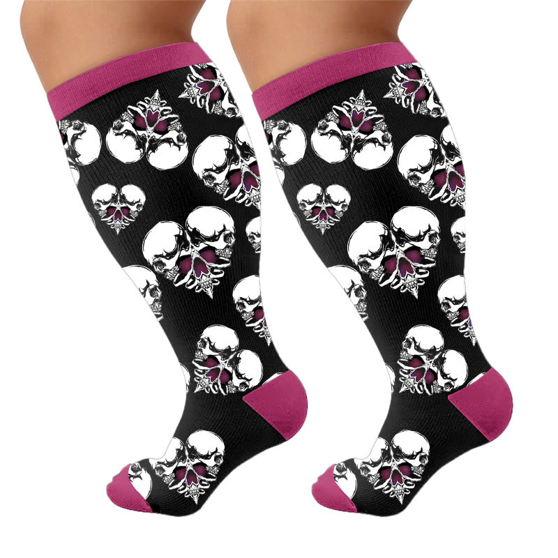 Punk-Totenkopf-Herz-Kompressionsstrümpfe in Übergröße - image 10