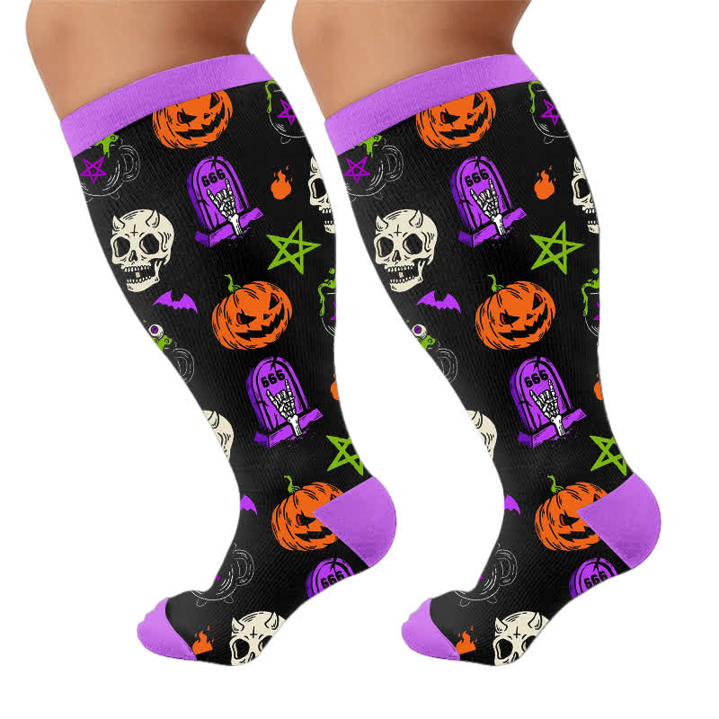 Halloween-Kürbis-Kompressionsstrümpfe in Übergröße - image 10