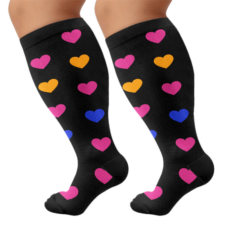 Plus Size Heart Pop Dot Kompressionsstrümpfe - Herz - 4XL - image 9