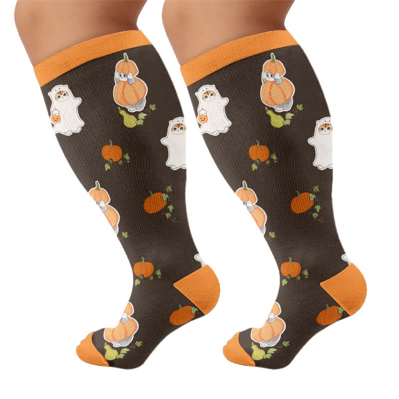 Purranormal Pumpkin Night Kompressionsstrümpfe in Übergröße - Braun - 4XL - image 10