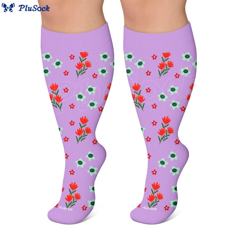Plus Size Floral Beach Kompressionsstrümpfe - image 10