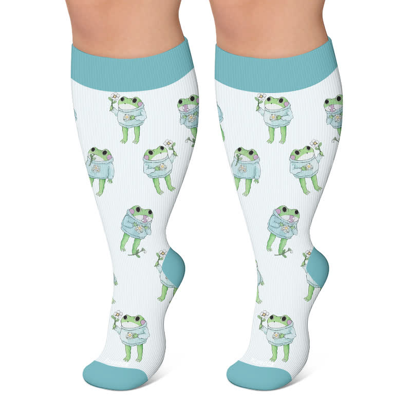 Kompressionsstrümpfe mit Froschmotiv in Übergröße - Blau - 4XL - image 6