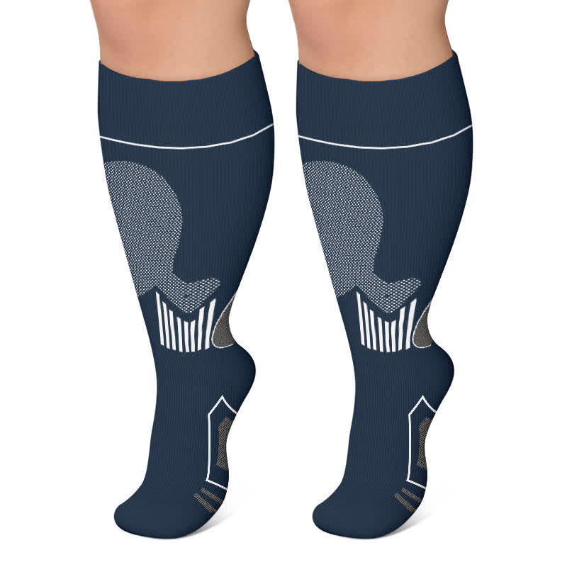 Sport-Kompressionssocken in Übergröße mit Kontrasteffekt - Marineblau - 4XL - image 6