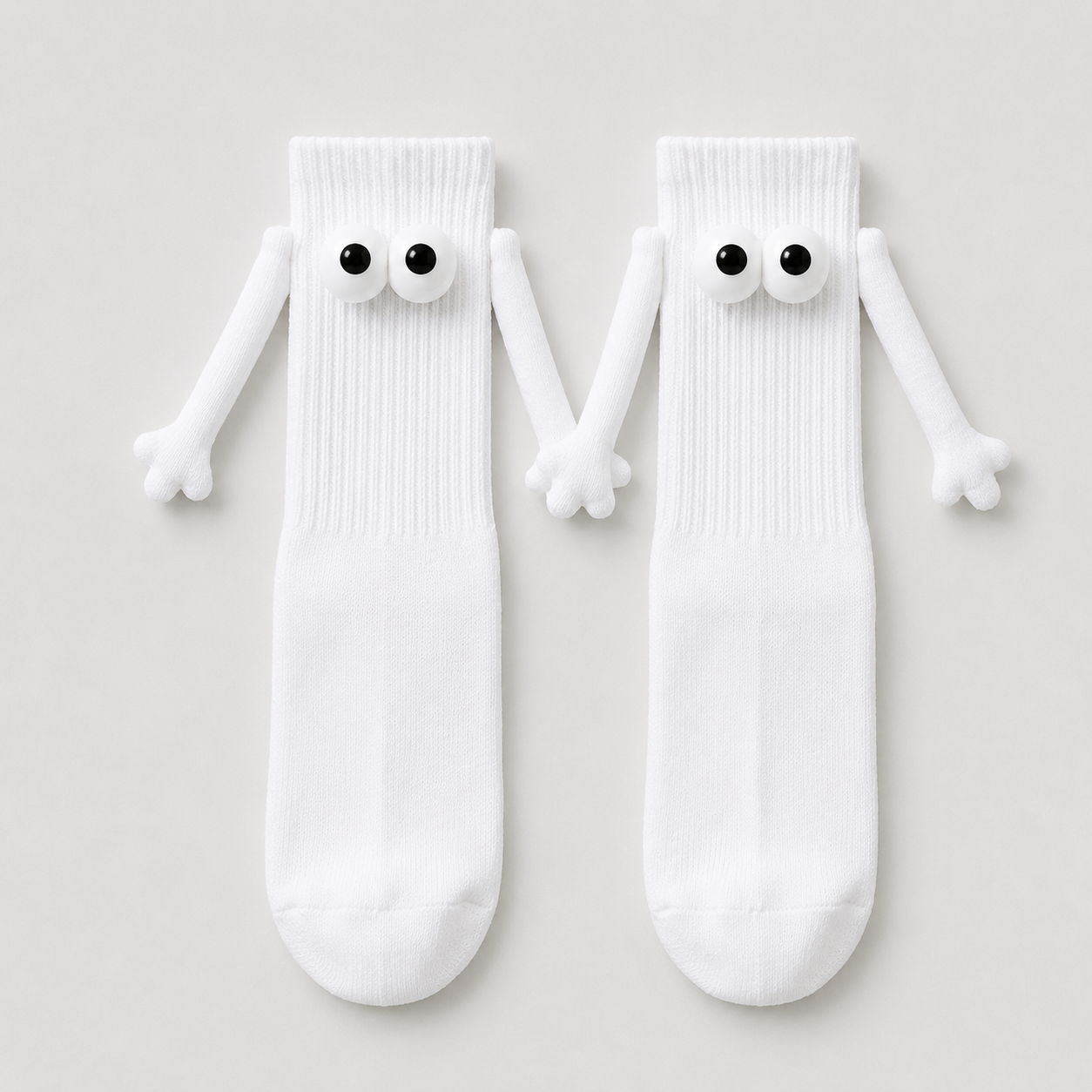 Verspielte 3D-Augen-Magnethand-Socken mit Vierteldollar-Motiv (2 Paar) - Weiß - EU36-42 (US3-8,5) - image 7
